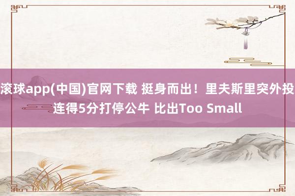 滚球app(中国)官网下载 挺身而出！里夫斯里突外投连得5分打停公牛 比出Too Small