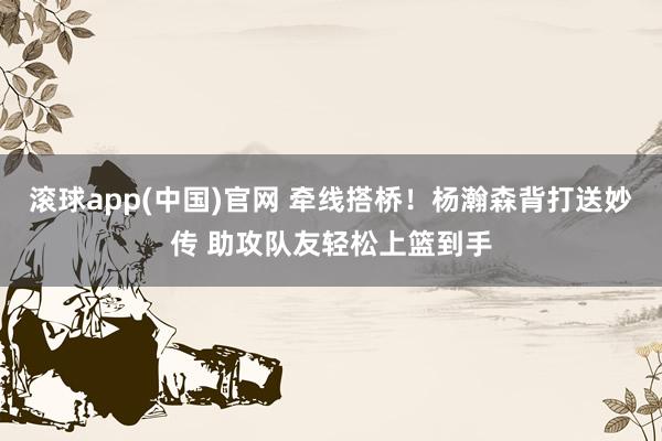 滚球app(中国)官网 牵线搭桥！杨瀚森背打送妙传 助攻队友轻松上篮到手