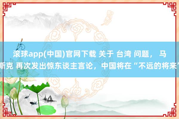 滚球app(中国)官网下载 关于 台湾 问题， 马斯克 再次发出惊东谈主言论，中国将在“不远的将来”