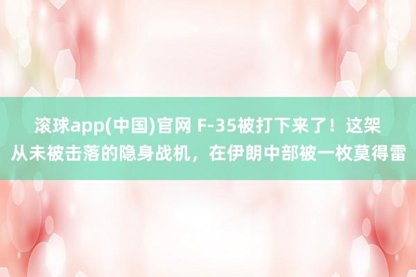 滚球app(中国)官网 F-35被打下来了！这架从未被击落的隐身战机，在伊朗中部被一枚莫得雷