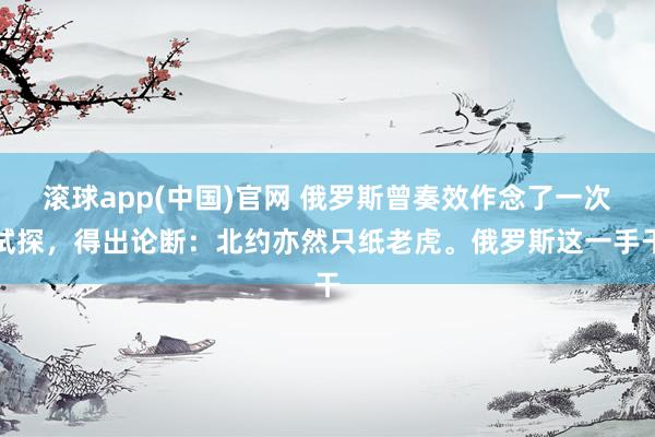 滚球app(中国)官网 俄罗斯曾奏效作念了一次试探，得出论断：北约亦然只纸老虎。俄罗斯这一手干