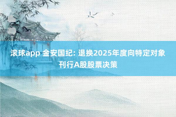 滚球app 金安国纪: 退换2025年度向特定对象刊行A股股票决策