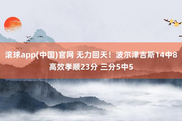 滚球app(中国)官网 无力回天！波尔津吉斯14中8高效孝顺23分 三分5中5