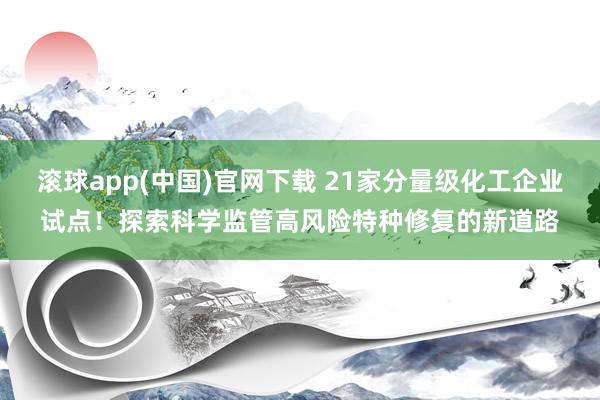 滚球app(中国)官网下载 21家分量级化工企业试点！探索科学监管高风险特种修复的新道路