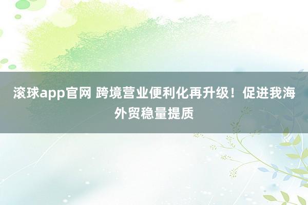 滚球app官网 跨境营业便利化再升级！促进我海外贸稳量提质