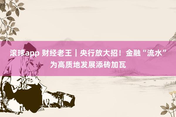 滚球app 财经老王｜央行放大招！金融“流水”为高质地发展添砖加瓦