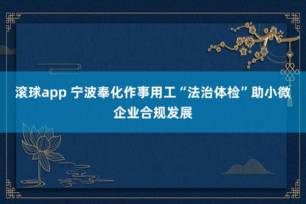 滚球app 宁波奉化作事用工“法治体检”助小微企业合规发展