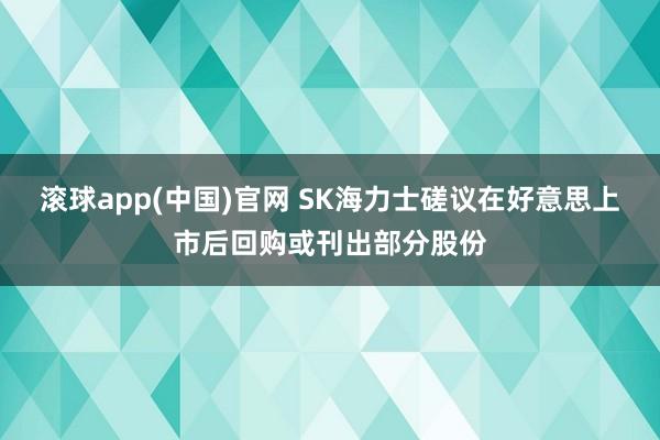 滚球app(中国)官网 SK海力士磋议在好意思上市后回购或刊出部分股份