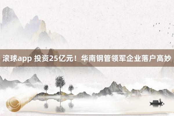 滚球app 投资25亿元！华南钢管领军企业落户高妙