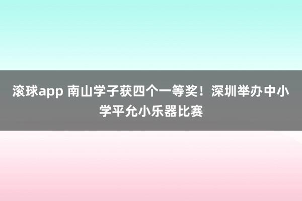 滚球app 南山学子获四个一等奖！深圳举办中小学平允小乐器比赛