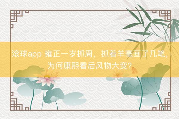 滚球app 雍正一岁抓周,抓着羊毫画了几笔,为何康熙看后风物大变?