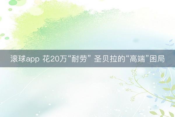 滚球app 花20万“耐劳” 圣贝拉的“高端”困局