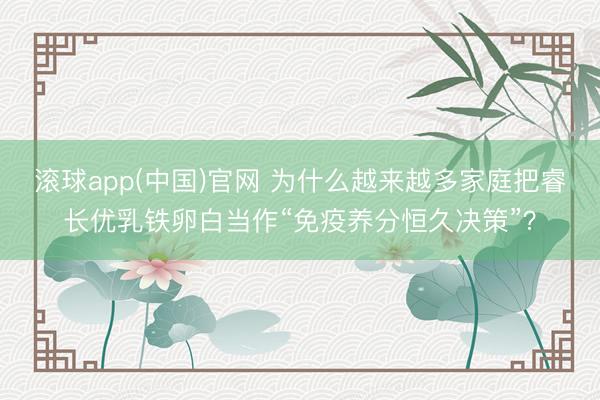 滚球app(中国)官网 为什么越来越多家庭把睿长优乳铁卵白当作“免疫养分恒久决策”？