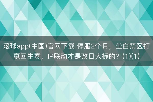 滚球app(中国)官网下载 停服2个月，尘白禁区打赢回生赛，IP联动才是改日大标的？(1)(1)