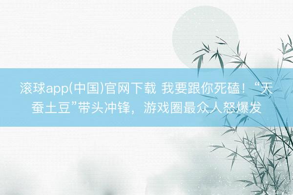滚球app(中国)官网下载 我要跟你死磕！“天蚕土豆”带头冲锋，游戏圈最众人怒爆发