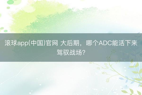 滚球app(中国)官网 大后期，哪个ADC能活下来驾驭战场？