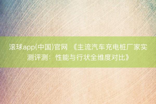 滚球app(中国)官网 《主流汽车充电桩厂家实测评测：性能与行状全维度对比》