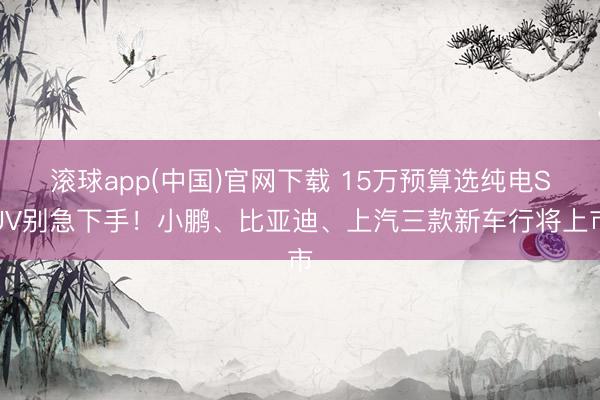 滚球app(中国)官网下载 15万预算选纯电SUV别急下手!小鹏、比亚迪、上汽三款新车行将上市