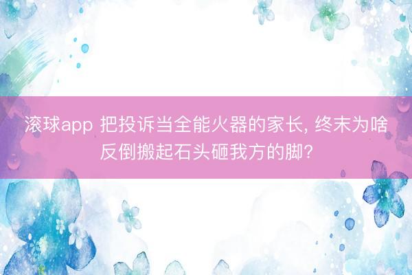滚球app 把投诉当全能火器的家长， 终末为啥反倒搬起石头砸我方的脚?