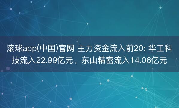 滚球app(中国)官网 主力资金流入前20: 华工科技流入2