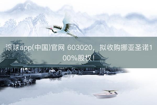 滚球app(中国)官网 603020，拟收购挪亚圣诺100%股权！