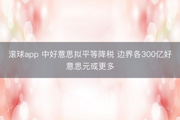 滚球app 中好意思拟平等降税 边界各300亿好意思元或更多