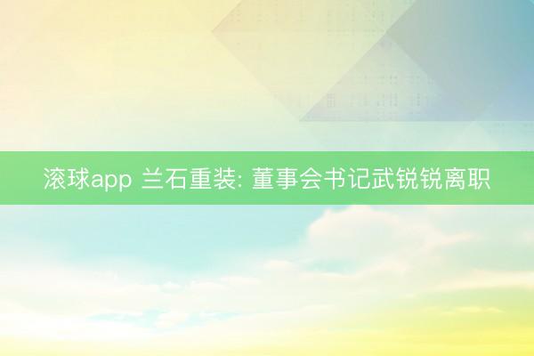 滚球app 兰石重装: 董事会书记武锐锐离职