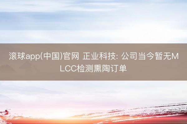 滚球app(中国)官网 正业科技: 公司当今暂无MLCC检测熏陶订单