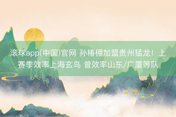 滚球app(中国)官网 孙椿棚加盟贵州猛龙！上赛季效率上海玄鸟 曾效率山东/广厦等队