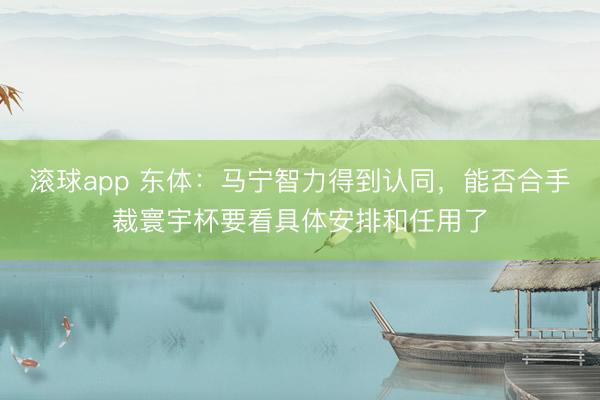 滚球app 东体:马宁智力得到认同,能否合手裁寰宇杯要看具体安排和任用了