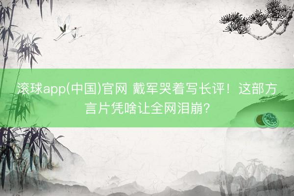 滚球app(中国)官网 戴军哭着写长评！这部方言片凭啥让全网泪崩？