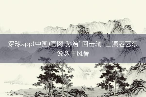 滚球app(中国)官网 孙浩“回击输”上演老艺东说念主风骨