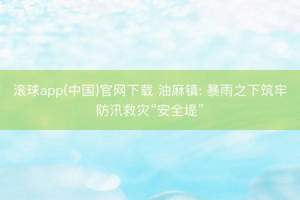 滚球app(中国)官网下载 油麻镇: 暴雨之下筑牢防汛救灾“安全堤”