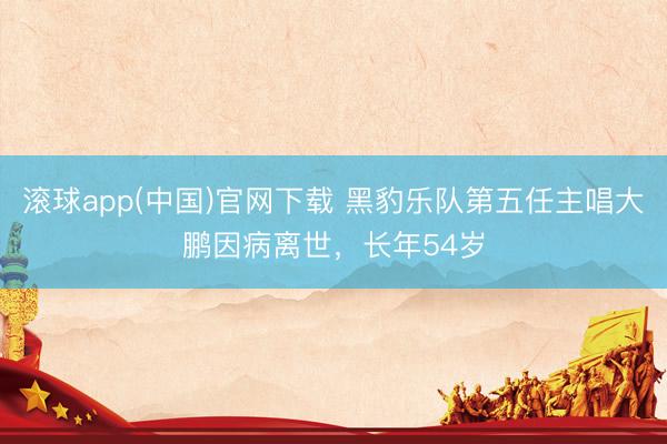 滚球app(中国)官网下载 黑豹乐队第五任主唱大鹏因病离世，长年54岁