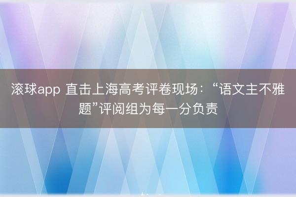 滚球app 直击上海高考评卷现场：“语文主不雅题”评阅组为每一分负责